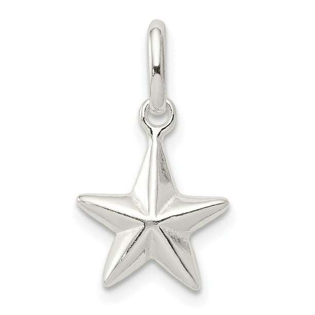 Solid 925 Sterling Silver Star Pendant Charm 12mm x 18mm Solid 925 Sterling Silver Star Pendant Charm 12mm x 18mm